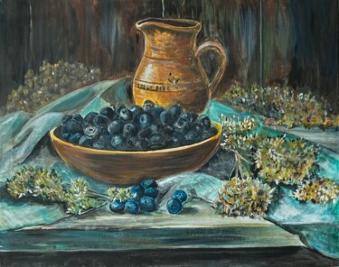 Still life "Blueberry" 绘画 标题为“Still life "Blueber…” 由Ekaterina Cheremnova, 原创艺术品, 丙烯 安装在木质担架架上