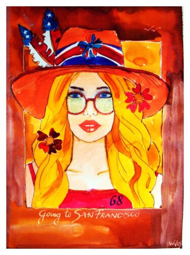 Going to San Francisco Schilderij getiteld "Going to San Franci…" door Walter Vermeulen, Origineel Kunstwerk, Aquarel