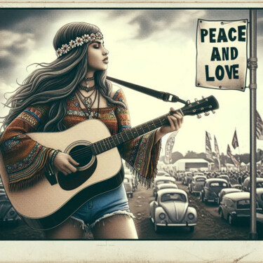 제목이 "Peace and love"인 디지털 아트 Henri Fagerolles로, 원작, AI 생성 이미지