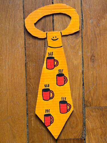 Painting titled "Ma cravate du matin" by Mou, Original Artwork, Gouache
