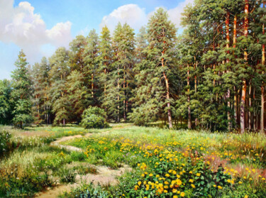 At the Edge of a Pine Forest Schilderij getiteld "At the Edge of a Pi…" door Serhii Kapran, Origineel Kunstwerk, Olie