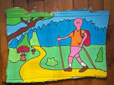 Painting titled "Balade en forêt" by Mou, Original Artwork, Gouache