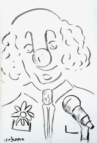Disegno intitolato "Le clown politicien" da Roberto Urbano, Opera d'arte originale, Carbone