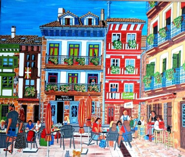 Painting titled "aupa honddarbia" by Gilbert Devesa, Original Artwork, Acrylic Mounted on Wood Stretcher frame