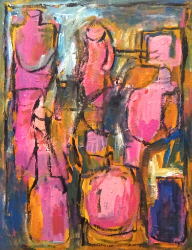 Ζωγραφική με τίτλο "Composition 7141" από Engelina Zandstra, Αυθεντικά έργα τέχνης, Ακρυλικό Τοποθετήθηκε στο Ξύλινο φορείο…