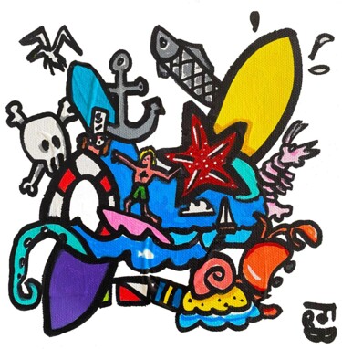 planche 4 Schilderij getiteld "planche 4" door Frob, Origineel Kunstwerk, Marker Gemonteerd op Frame voor houten brancard
