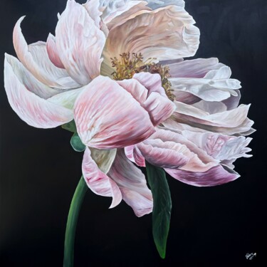Peinture intitulée "Peony before the fa…" par Valeriia Obertas, Œuvre d'art originale, Acrylique Monté sur Châssis en bois