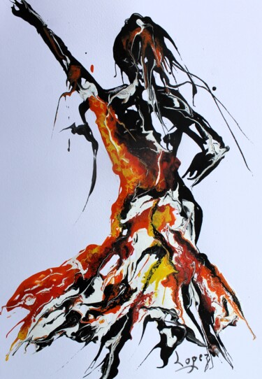 「1798 Flamenco」というタイトルの絵画 Jean-Luc Lopezによって, オリジナルのアートワーク, アクリル