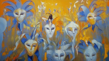 数字艺术 标题为“The Mask Field - 5” 由Alberto Capitani, 原创艺术品, AI生成的图像