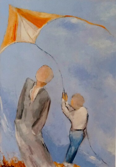 绘画 标题为“"TOUJOURS PLUS HAUT…” 由Marie-Paule Lingelser, 原创艺术品, 油 安装在纸板上