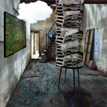 Photography titled "Inside with cloud" by Geert Lemmers, Original Artwork, Digital Photography Mounted on Plexiglass