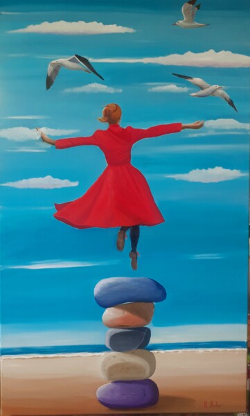 Pintura intitulada "Insegnatemi a volare" por Monica Zambon, Obras de arte originais, Óleo