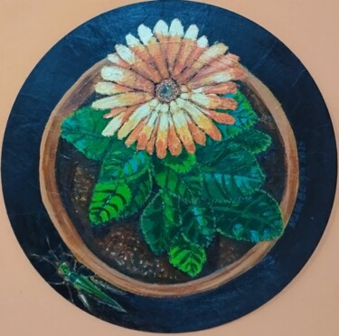 Painting titled "Gafanhoto visto de…" by Vera Borges, Original Artwork, Acrylic