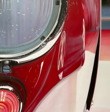 绘画 标题为“Porsche 356 c rouge…” 由Gilbert Duchamp, 原创艺术品, 丙烯 安装在木质担架架上