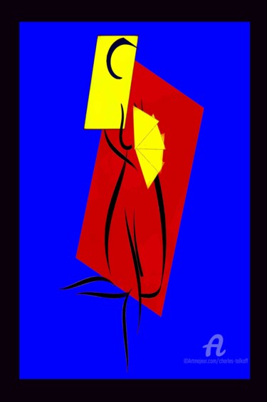 Woman with a Fav III Digitale Kunst getiteld "Woman with a Fav III" door Charles Talkoff, Origineel Kunstwerk, 2D Digital Work