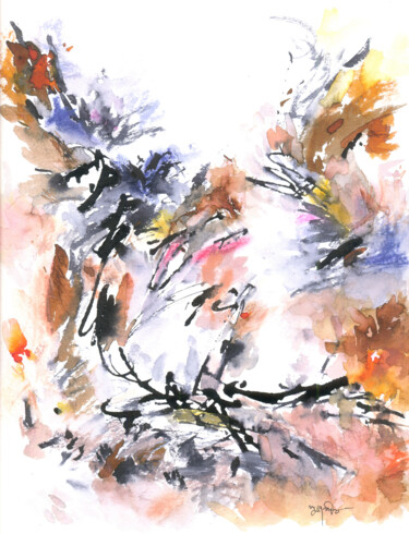 Pittura intitolato "Brown leaves" da Subhashis Ghosh, Opera d'arte originale, Inchiostro
