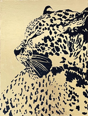 绘画 标题为“Golden Leopard 30*40” 由Irina Bazhanova, 原创艺术品, 丙烯