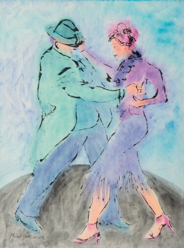 「Two souls」というタイトルの絵画 Marcel Garbiによって, オリジナルのアートワーク, 水彩画