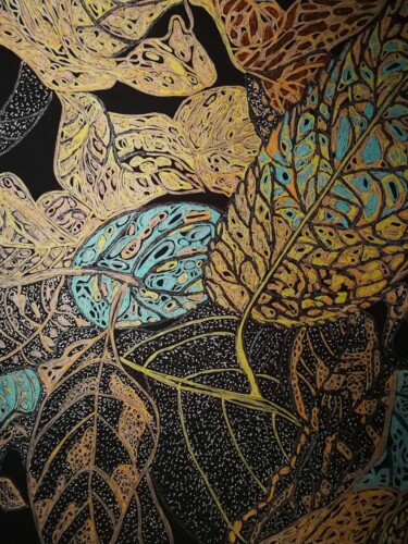 Disegno intitolato "Feuillage" da Sophie Ong, Opera d'arte originale, Biro
