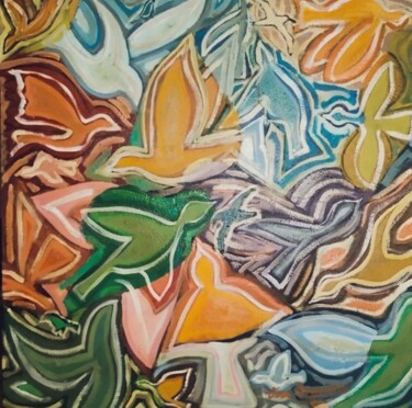 Pittura intitolato "Revoada para Franci…" da Vera Borges, Opera d'arte originale, Acrilico Montato su Telaio per barella in…