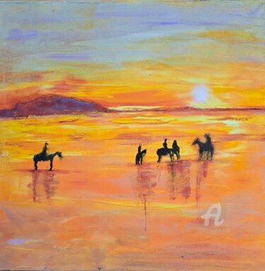 Obraz akrylowy pt. Przejażdżka, 50x50x1cm, płótno Malarstwo zatytułowany „Obraz akrylowy pt.…” autorstwa Ewa Mościszko, Oryginalna praca, Akryl