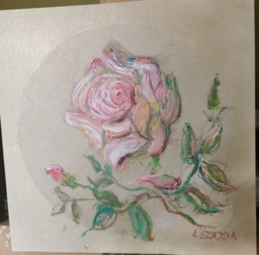 Painting titled "Łososiowa róża" by Alicja Szajda, Original Artwork, Oil