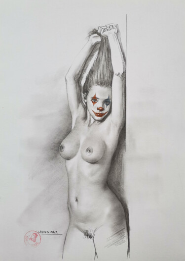 Tekening getiteld "Clown performer" door Hongtao Huang, Origineel Kunstwerk, Potlood