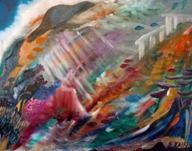 Schilderij getiteld "SEAWORLD ANTARTIKA" door Erina Denise Kaika, Origineel Kunstwerk, Acryl Gemonteerd op Frame voor houten…