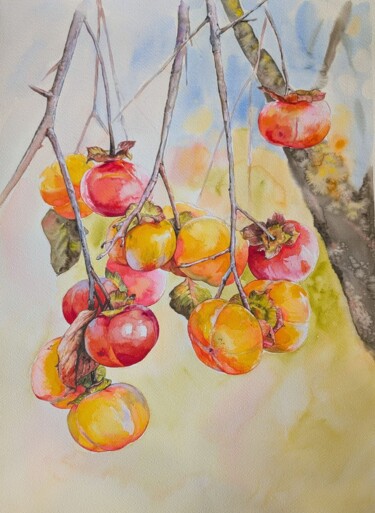 Хурма созрела Painting titled "Хурма созрела" by Mareta Avdienko, Original Artwork, Watercolor