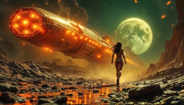 「Sci-Fi Girls_1919」というタイトルのデジタルアーツ Frederic Racaudによって, オリジナルのアートワーク, AI生成画像