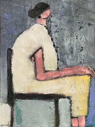 绘画 标题为“Woman sitting” 由Marie Rouach, 原创艺术品, 丙烯 安装在木质担架架上