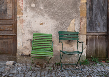 Invitation au repos : chaises anciennes sur pavés Photography titled "Invitation au repos…" by Cecile Ducrot, Original Artwork, Non Manipulated Photography
