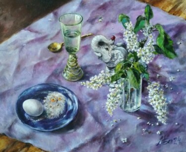 Nature morte animee/ Lively still life. Bird-cherry tree Картина под названием "Nature morte animee…" - Maria Bel, Подлинное произведение искусства, Масло