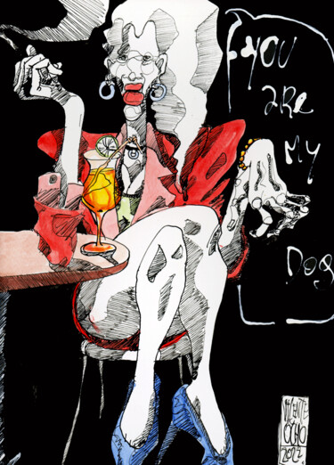 Painting titled ""your are my dog"" by Vicente Occhionero, Original Artwork, Acrylic Mounted on Wood Panel