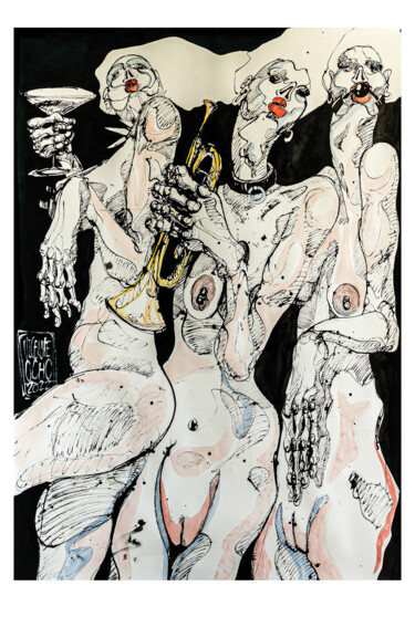 Disegno intitolato ""in sex ticide"" da Vicente Occhionero, Opera d'arte originale, Inchiostro