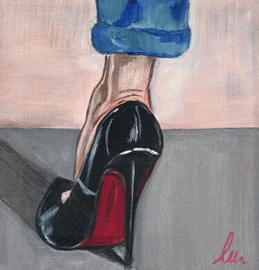 Pintura intitulada "Chaussures 3" por Laurence Uzan, Obras de arte originais, Acrílico Montado em Armação em madeira