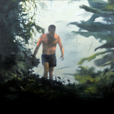 Peinture intitulée "The last man" par Wilfrid Moizan, Œuvre d'art originale, Huile Monté sur Carton