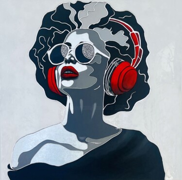 Red, White, Black and Music Painting titled "Red, White, Black a…" by Lana Ritter, Original Artwork, Acrylic Mounted on Wood Stretcher frame