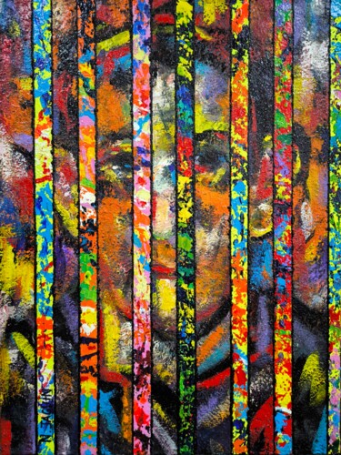 Schilderij getiteld "FRAC 2" door Nathalie Jaguin, Origineel Kunstwerk, Acryl Gemonteerd op Houten paneel