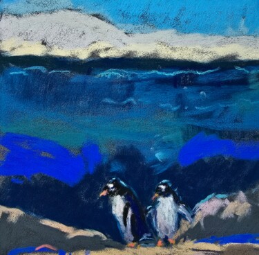 Blue pinguin Tekening getiteld "Blue pinguin" door Morgane De Back, Origineel Kunstwerk, Pastel