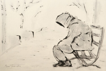 Disegno intitolato "With a heavy heart" da Marcel Garbi, Opera d'arte originale, Inchiostro
