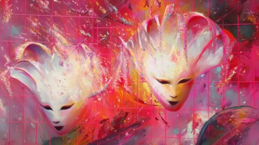 数字艺术 标题为“The Mask Field - 9” 由Alberto Capitani, 原创艺术品, AI生成的图像