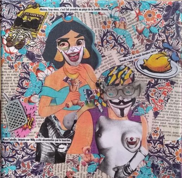 Collages titled "Dadada" by Annabelle Bouts D'Papiers, Original Artwork, Collages Mounted on Wood Stretcher frame