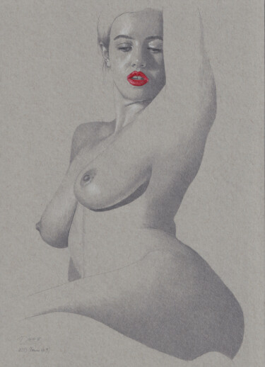 图画 标题为“"Femme Nr. 9 (22:53…” 由Walter Roos, 原创艺术品, 铅笔