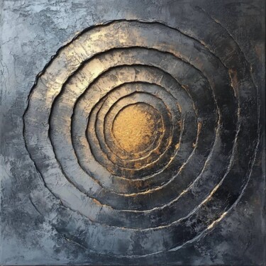 Solar Pulse- Modern Abstract Gold and Black AI Art 数字艺术 标题为“Solar Pulse- Modern…” 由Yuliya Samoilava (JuliettaArt), 原创艺术品, AI生成的图像
