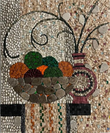 Скульптура под названием "Harvest in Stone" - Erieta Gajtani, Подлинное произведение искусства, Мозаика Установлен на Деревя…