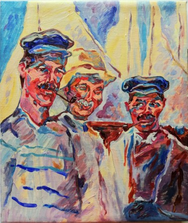 Sailors Taking a Break IV Schilderij getiteld "Sailors Taking a Br…" door Jelena Djokic, Origineel Kunstwerk, Acryl