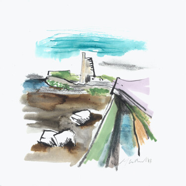Saint-Vaast-la-Hougue Vauban tower illustration "Saint-Vaast-la-Houg…" başlıklı Resim Isabelle Van Brussel tarafından, Orijinal sanat, Suluboya