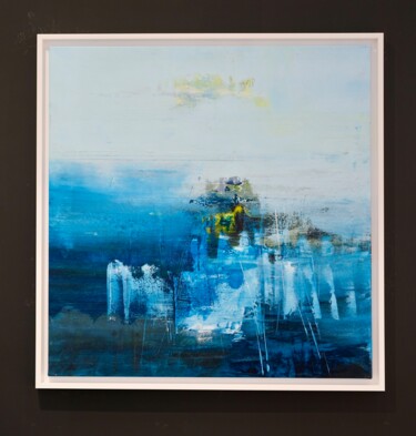 Schilderij getiteld "Laguna 9" door Alberto Saka, Origineel Kunstwerk, Olie Gemonteerd op Frame voor houten brancard