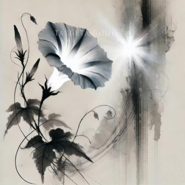 Digitale Kunst getiteld "Flowers in Mist, Wh…" door Ziqi Yu, Origineel Kunstwerk, Inkjet Gemonteerd op Houten paneel